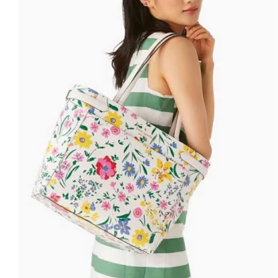 Kate Spade Staci Garden Bouquet Large Laptop Tote In Cream Multi Floral